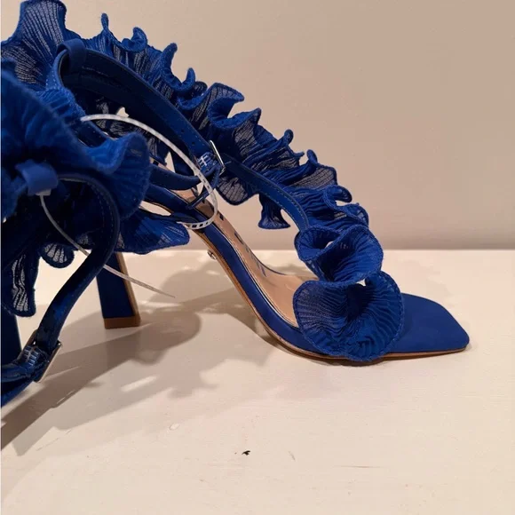 Gianni Bini Royal Blue Ruffled High Heel Sandals - Picture 6 of 10